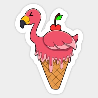 Flamingo with Waffle ice cream & Apple Sticker